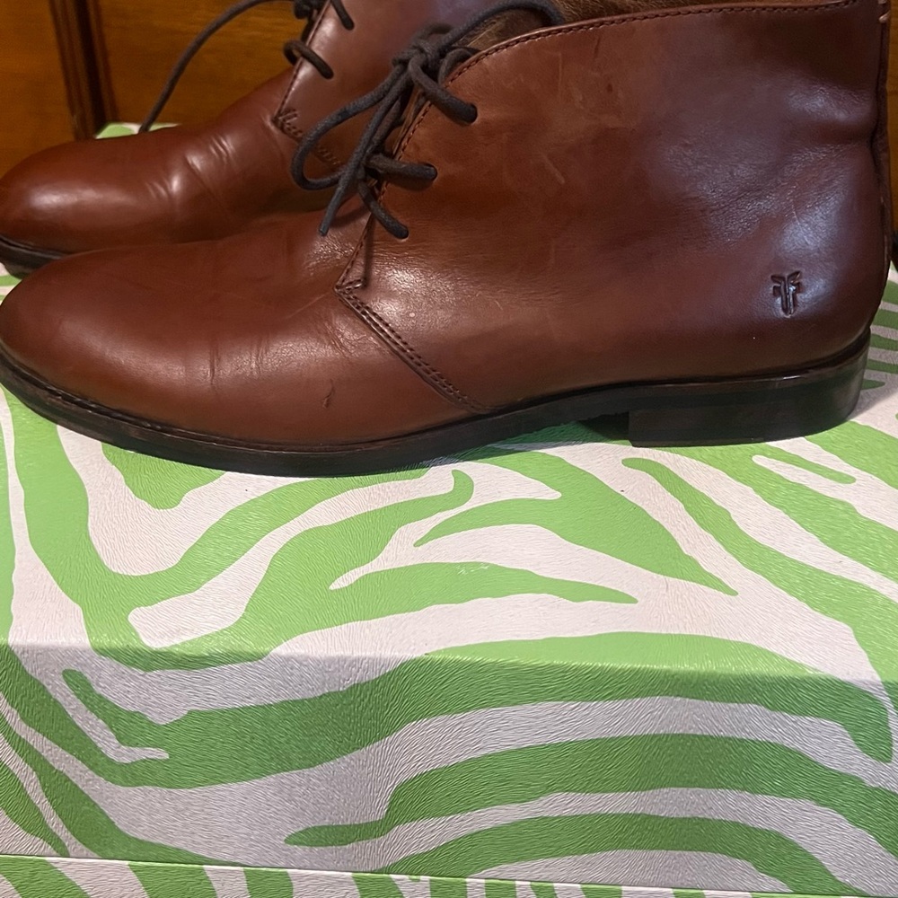Men's Frye 8.5 Brown Leather Boots - Picture 6 of 8